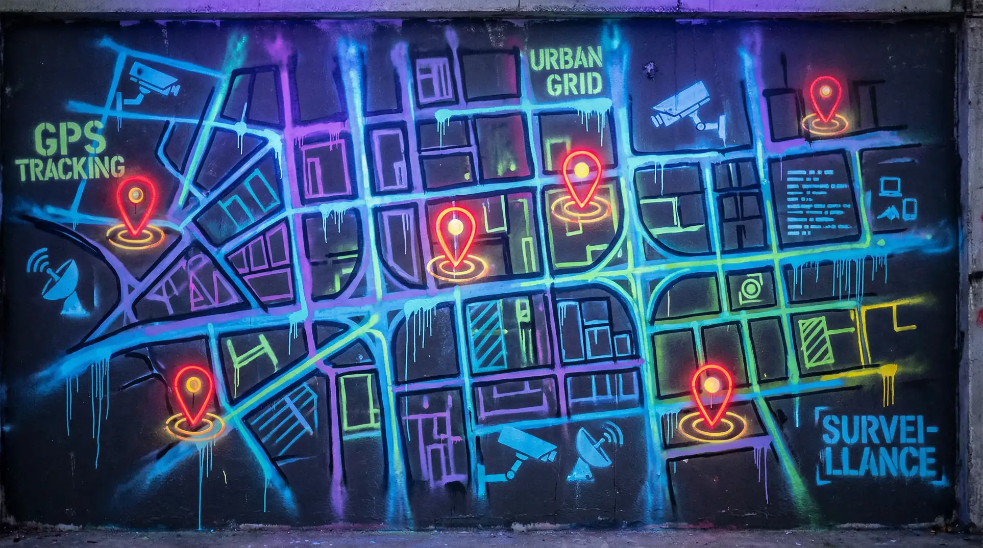 海角top 狗仔追踪地图 - 城市涂鸦风格